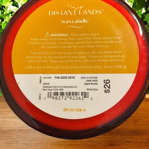 Distant Lands Apple Strudel 3-Wick 14 Oz. Wax Candle NEW - Picture 5 of 5